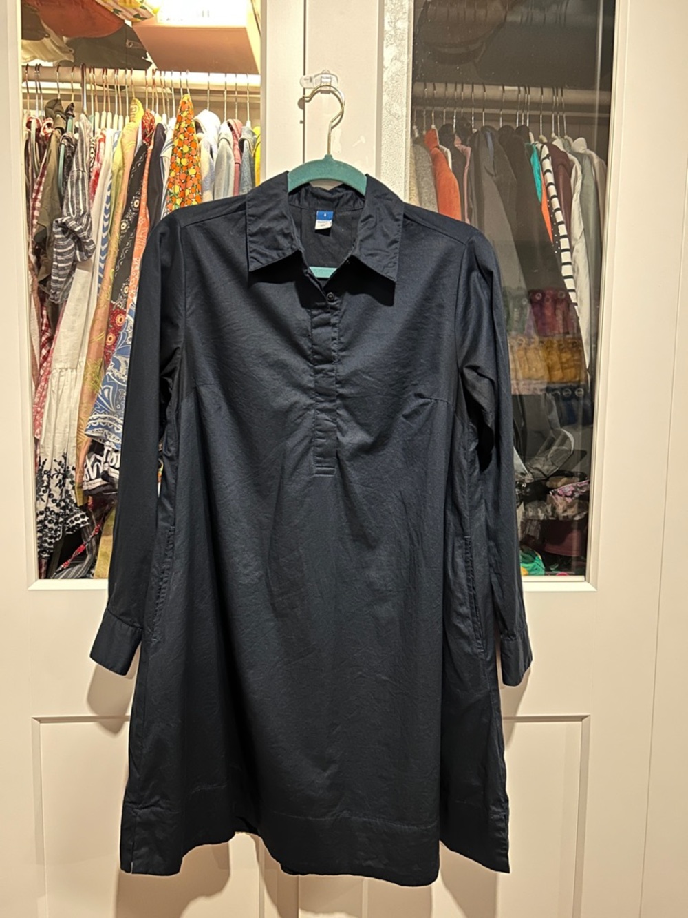 Old Navy Navy Long-Sleeve Midi Shirt Dress